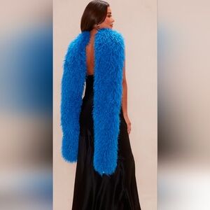 Vibrant Blue Faux Fur Scarf